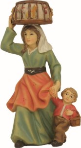 (K007-32) Dziewka z dzieckiem i kurami, do figur o wys. 7cm