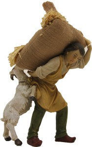(K924-9) Pracownik ze sianem i kozą, do figur o wys. 9cm