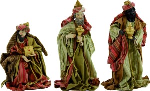 (K116-02) Trzej Królowie w ubraniu z materiału, do figur o wys. 30cm