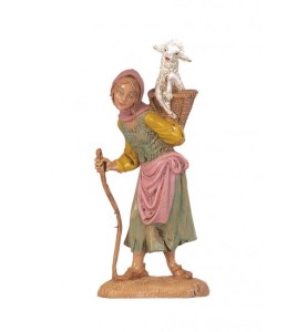 (10/197) Kobieta z kijem i barankiem w plecaku FONTANINI do figur o wys. 10cm