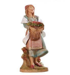 (12/152) Kobieta z koszem pełnym kwiatów – do figur o wys. 12cm