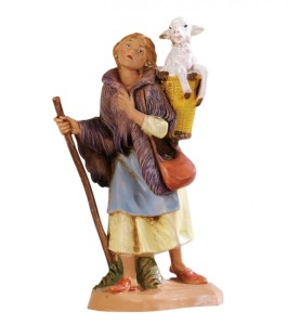 (12/197) Pasterka z owcą w plecaku – do figur o wys. 12cm