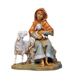 (12/245) Pasterka siedząca z owcami – do figur o wys. 12cm