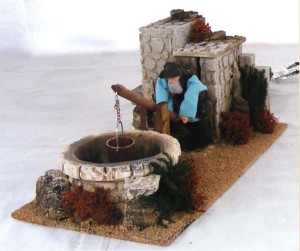 (29/037) Staruszek podnosi wiaderko, figura ruchoma, 220V