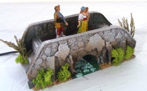 (29/048) Rodzina na moście, figura ruchoma, 220V
