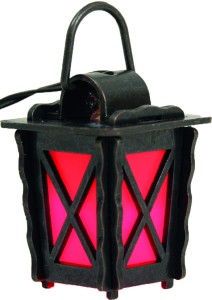 (X531-2) Latarnia metalowa, czerwona, czworokątna- 4cm wys.