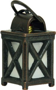 (X532-1) Latarnia metalowa, biała, czworokątna- 3,5cm wys.