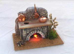 (27/286) Kuchenka z migającą żarówką na 220V, 12cm wys.