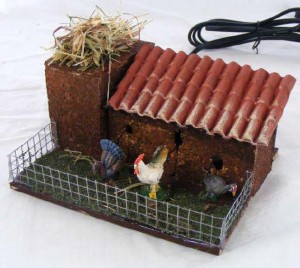 (29/049) Kury w zagrodzie, figura ruchoma, 220V