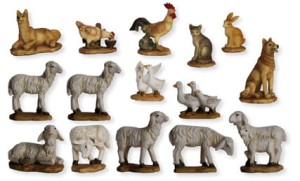 (T900-12) Owce i zwierzęta z gospodarstwa- do 5,7cm wysokie/ do figur o wysokości 11-13cm