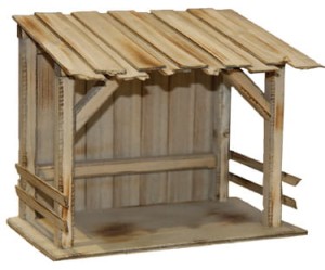 (S020-15) Drewniana wiata / zadaszenie do Szopki - do figur o wysokości 12-15cm