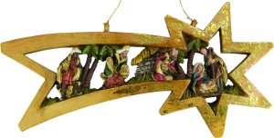 (K258) Św. Rodzina w gwieździe, do powieszenia, 23,5cm długa