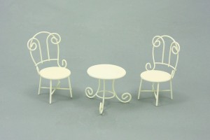 (G1052-1) Stół z krzesłami, biały - 5,9cm wysoki