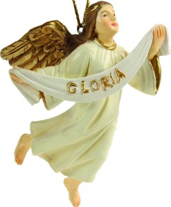 (K939-11) Aniołek wiszący GLORIA, do figur o wys. 10-12cm