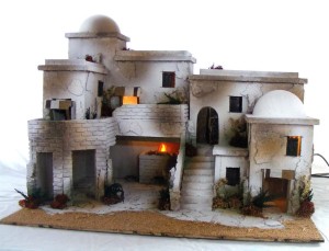 (27/164) Szopka orientalna z pełnym oświetleniem, do figur 10-12cm