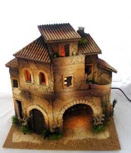 (95/029) Szopka z pełnym oświetleniem- 40x30x36cm, do figur 7-8cm