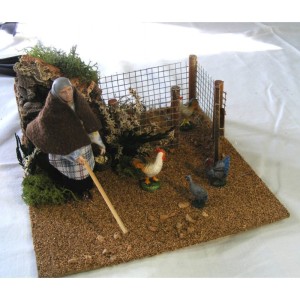 (29/062) Gospodyni z kurami, figura ruchoma, 220V