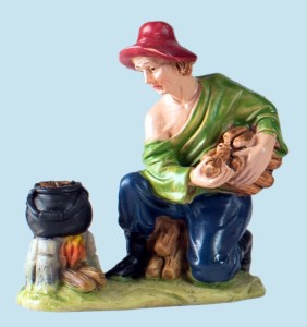 (C3285/5) Pasterz klęczący przy ognisku, do figur o wys. 10cm