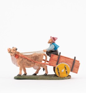 (10TR/292) Gospodarz z krową i przyczepą - do figur o wysokości 10cm