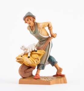 (19/326) Pracownik z taczką i barankiem – do figur o wys. 19cm