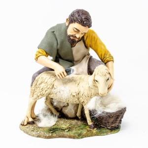 (STM20) RUCHOMA FIGURA DO SZOPKI - Pasterz strzyże owcę, do figur o wysokości 30cm
