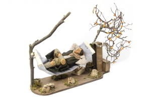 (HMAM) RUCHOMA FIGURA DO SZOPKI - Pasterz odpoczywa w hamaku, do figur o wysokości 30cm