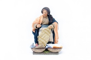 (HMAGO) RUCHOMA FIGURA DO SZOPKI - Kobieta szyje ubrania, do figur o wysokości 30cm