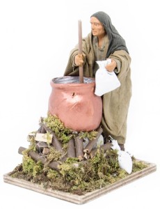(RMPL) RUCHOMA FIGURA DO SZOPKI - Gotowanie polentę (włoska potrawa), do figur o wysokości 15cm