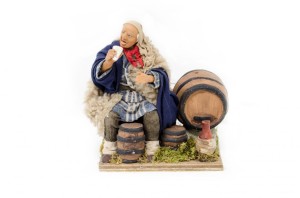 (RMUB) RUCHOMA FIGURA DO SZOPKI - Mężczyzna z beczkami wina, do figur o wysokości 15cm