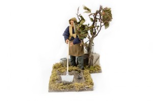 (RMCZ) RUCHOMA FIGURA DO SZOPKI - Gospodarz z motyką, do figur o wysokości 15cm