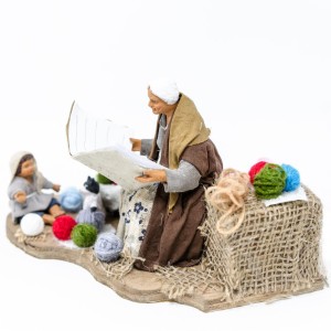 (RMRS) RUCHOMA FIGURA DO SZOPKI - Babcia czyta bajkę dla dziecka, do figur o wysokości 15cm