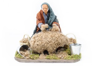 (RMTO) RUCHOMA FIGURA DO SZOPKI- Strzyżenie owiec, do figur o wysokości 15cm