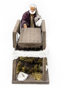 (RMCL) RUCHOMA FIGURA DO SZOPKI- Gospodarz przygotuje wełnę, do figur o wysokości 15cm