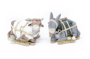 (TMBA) RUCHOMA FIGURA DO SZOPKI - Leżący wół i osioł, do figur o wysokości 12cm