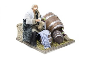 (TMUB) RUCHOMA FIGURA DO SZOPKI - Mężczyzna z beczkami wina, do figur o wysokości 12cm