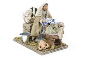 (TMLA) RUCHOMA FIGURA DO SZOPKI - Kobieta pierze pranie, do figur o wysokości 12cm