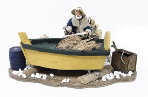 (TMAB) RUCHOMA FIGURA DO SZOPKI - Naprawa łódki, do figur o wysokości 12cm