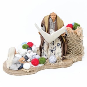 (TMRS) RUCHOMA FIGURA DO SZOPKI - Babcia czyta bajkę dla dziecka, do figur o wysokości 12cm