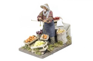 (TMBL) RUCHOMA FIGURA DO SZOPKI- Sprzedawca warzyw, do figur o wysokości 12cm