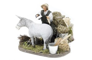 (TMSA) RUCHOMA FIGURA DO SZOPKI- Gospodarz czyści osła, do figur o wysokości 12cm