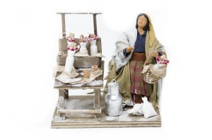 (TMLT) RUCHOMA FIGURA DO SZOPKI- Sprzedawca mleka, do figur o wysokości 12cm