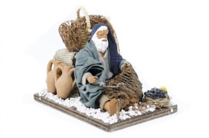 (TMRT) RUCHOMA FIGURA DO SZOPKI- Wędkarz z siatką, do figur o wysokości 12cm