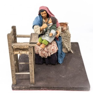 (TMIF) RUCHOMA FIGURA DO SZOPKI- Matka karmiąca dziecko, do figur o wysokości 12cm