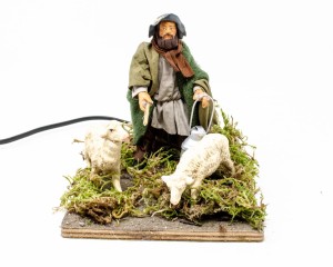 (TM2P) RUCHOMA FIGURA DO SZOPKI- Pasterz z dwoma owcami, do figur o wysokości 12cm