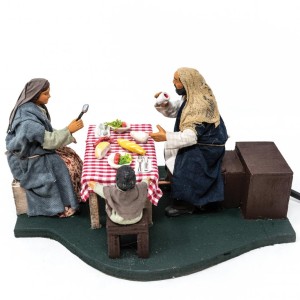 (TMFCB) RUCHOMA FIGURA DO SZOPKI- Rodzina przy stole, do figur o wysokości 12cm