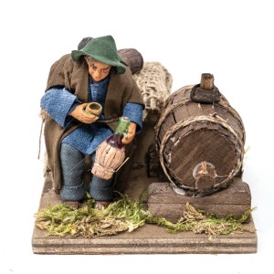 (BMUB) RUCHOMA FIGURA DO SZOPKI - Mężczyzna z beczkami wina, do figur o wysokości 10cm