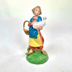 (6,5TR/14) Dziewka z gęsią i koszykiem, kolory tradycyjne – do figur o wys. 6,5cm
