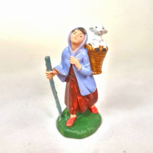(6,5TR/34) Pasterka z barankiem w koszu, kolory tradycyjne – do figur o wys. 6,5cm