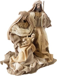 (K441) Orientalna Św. Rodzina w ubraniu z materiału, - 25cm wysoka