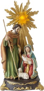(K284) Św. Rodzina z oświetlonymi promieniami- 25cm wysoka